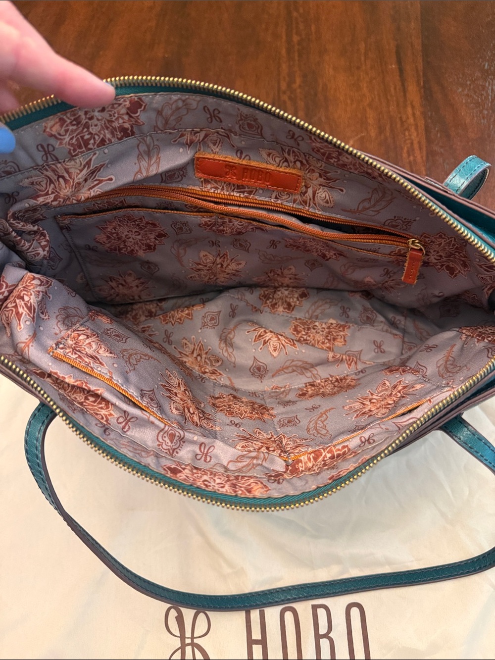 HOBO Teal Leather Shoulder Bag - Picture 3 of 8